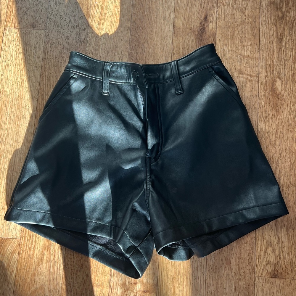 Leather black shorts high waisted